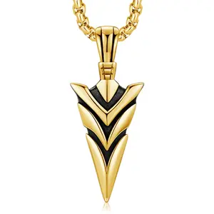 DRINSPER Viking Arrowhead Necklace 925 Sterling Silver Pendant Spear Point Shape Necklace Norse Mythology Pagan Jewelry