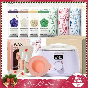 KOTAMU Waxing Kit for Women & Men, Wax Warmer for Hair Removal, Digital Wax Kit with Silicone Waxing Pot，Ideal for Face Eyebrow Arm Legs Armpit &Sensitive Skin, Purple Wax Machine With 44 Accessories