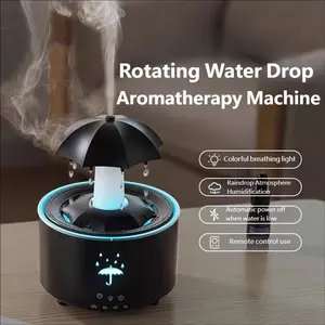 Rain Humidifier Oil Diffuser, Raindrop Essential Oil Aromatherapy Diffuser for Bedroom, 360° Rotating Raindrop & 7 LED Mood Lights, Auto Shut-Off, Quiet Cool Mist Humidifier
