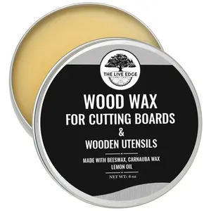 The Live Edge Wood Wax for Cutting Boards & Wooden Utensils - 4oz Food Grade Beeswax Carnauba Wax for Furniture Polish & Cleaner Lemon Oil Kitchen