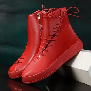 the, and autumn of 2025, there are niche designs of red-top shoes men, shiny thick-soled casual boots, trendy British style, anti-, wear-resistant and height-increasing shoes