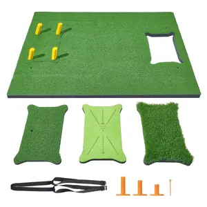 【Summervibes】VEVOR 4 IN 1 Golf Hitting Mat,  5x4ft Artificial Turf Golf Hitting Mat, Thickened Golf Aids Includes 4 Interchangeable Inserts, Golf Practice Mat for Backyard Driving Chipping Indoor Outdoor Training