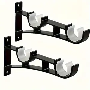 Metal Curtain Rod Brackets, Set of 2, Rust-Resistant, Easy Installation, Includes 4 Screws, Ideal for Clothes Hangers, Curtain Rod Holders, Heavy Duty