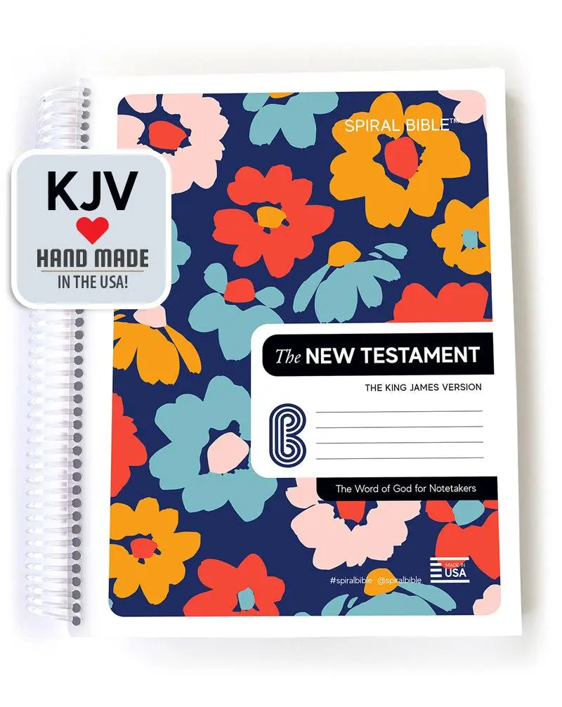 Spiral Holy Bible™ - KJV New Testament, Floral Design, Christian Religion Books for Spiritual Reading