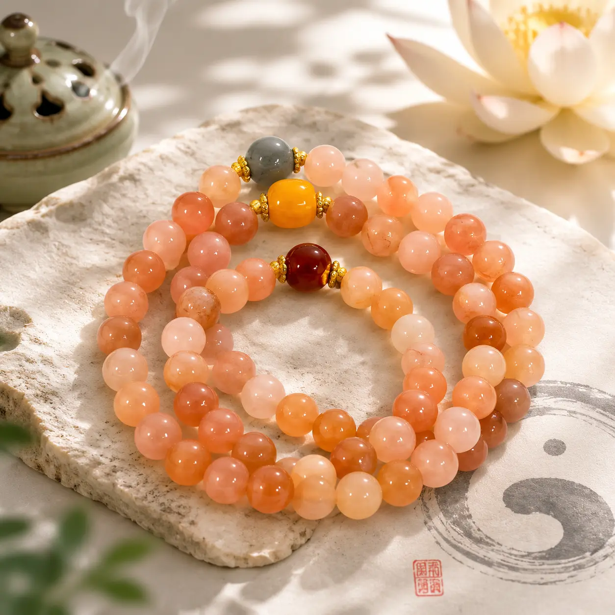 3 Loop  Peach Blossom Costume Jewelry Bracelet, Fashion Accessory for Daily Wear