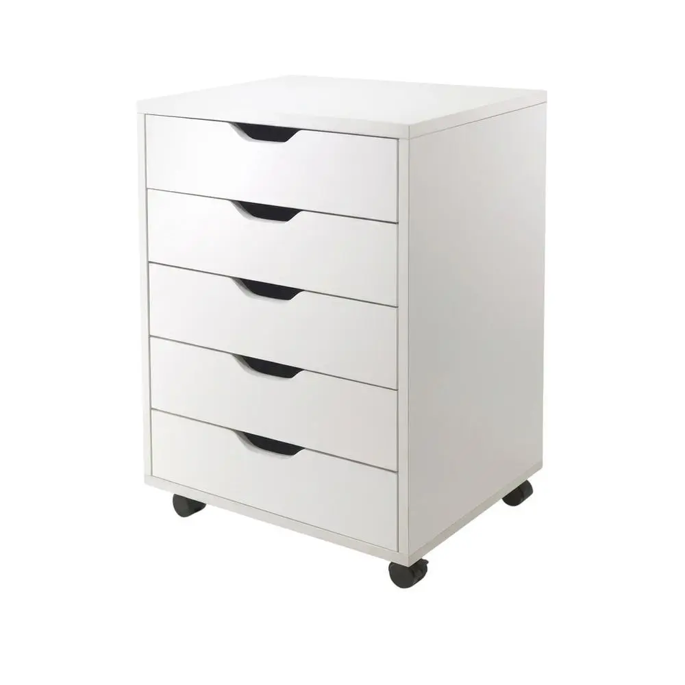 White Composite Wood Home Office Floor Cabinet - Rolling Drawers, Drawer Organization, Filing Cabinet, Home Storage Solutions for Organization & Upgrade