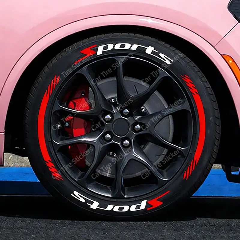 8-Piece Sporty Tire Letter Stickers, Universal Vehicle Exterior Decoration Car/motorcycle Decoration Decals, Wheel Decal, Decal Set, Decal For Cars, No Glue Included, Easy DIY Modification Accessories