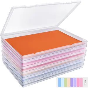 6 Pack Photo Storage Box Fits 8" x 10" Photo Large Plastic Scrapbook Paper Storage with Snap-Tight Latch Photo Organizer for Protecting Photos Crafts Scrapbooks Office Supplies A4 Files