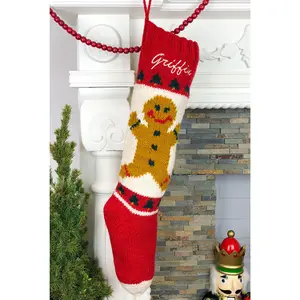 Gingerbread Boy Hand Knit Christmas Stocking