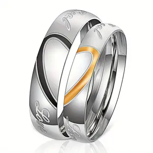 Romantic Couple Ring, Fashionable and Exquisite Heart-shaped Puzzle Men's and Women's Ring, Wedding, Anniversary, Valentine's Day Gift, Daily Vacation Accessories To Wear