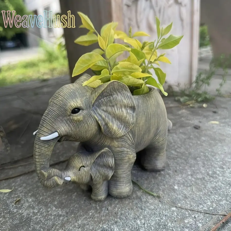 Resin Elephant Form Planter Figurine - Modern Creative Garden Statues & Sculptures, All-Season Decor, Outdoor Display, Indoor Living Room Ornament, Collectible Gift (Plant Not Included), All Ages, No, Animal