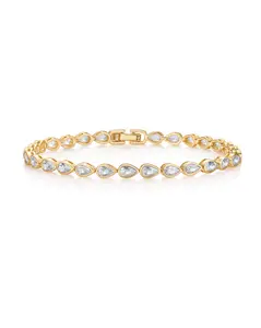 PAVOI 14K Gold Plated Tennis Bracelet for Women | Pear Shaped Cubic Zirconia Bezel Setting | Gold Bracelets for Women