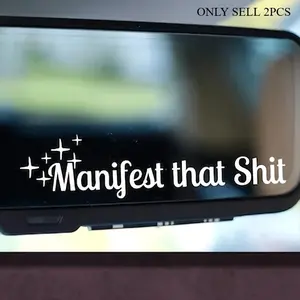 2PCS/SET Fits decor spots of commute personality vehicles, during morning rush traffic, this star + handwritten sticker eases commute dullness, letting ordinary carriers show “casual cool manifestation motivational attitude Cool Car Decoration Car Decal