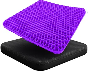 Gel Seat Cushion for Long Sitting (Large & Thick) - Pressure Relief Honeycomb Support for Back, Sciatica, Coccyx, Hip & Tailbone Pain | Seat Pad for Office Chair, Wheelchair & Car