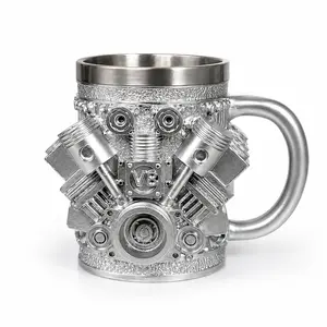 Personalized Stainless Steel Mug - V8 Engine Design, 10oz Handcrafted Durable & Stylish, Perfect for Car Enthusiasts,Coffee Cup,Birthday Present,Holiday Gift Reusable #Summervibes