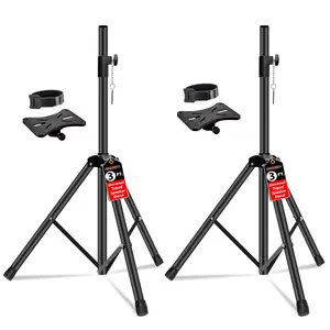 5 Core Speaker Stand Pair Height Adjustable 3Ft PA DJ Tripod Studio Monitor Stands Heavy Duty w 35mm Compatible Insert w Bag Black - SS HD 2PK 3FT BLK BAG