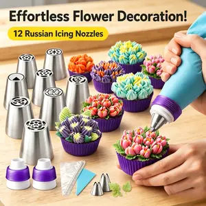 27Pcs Russian Piping Tips Kit – Easy Cake Decorating Supplies for Beginners, Perfect Gift for Mom & Bakers, DIY Baking Set for Cupcakes Cookies Birthday Party