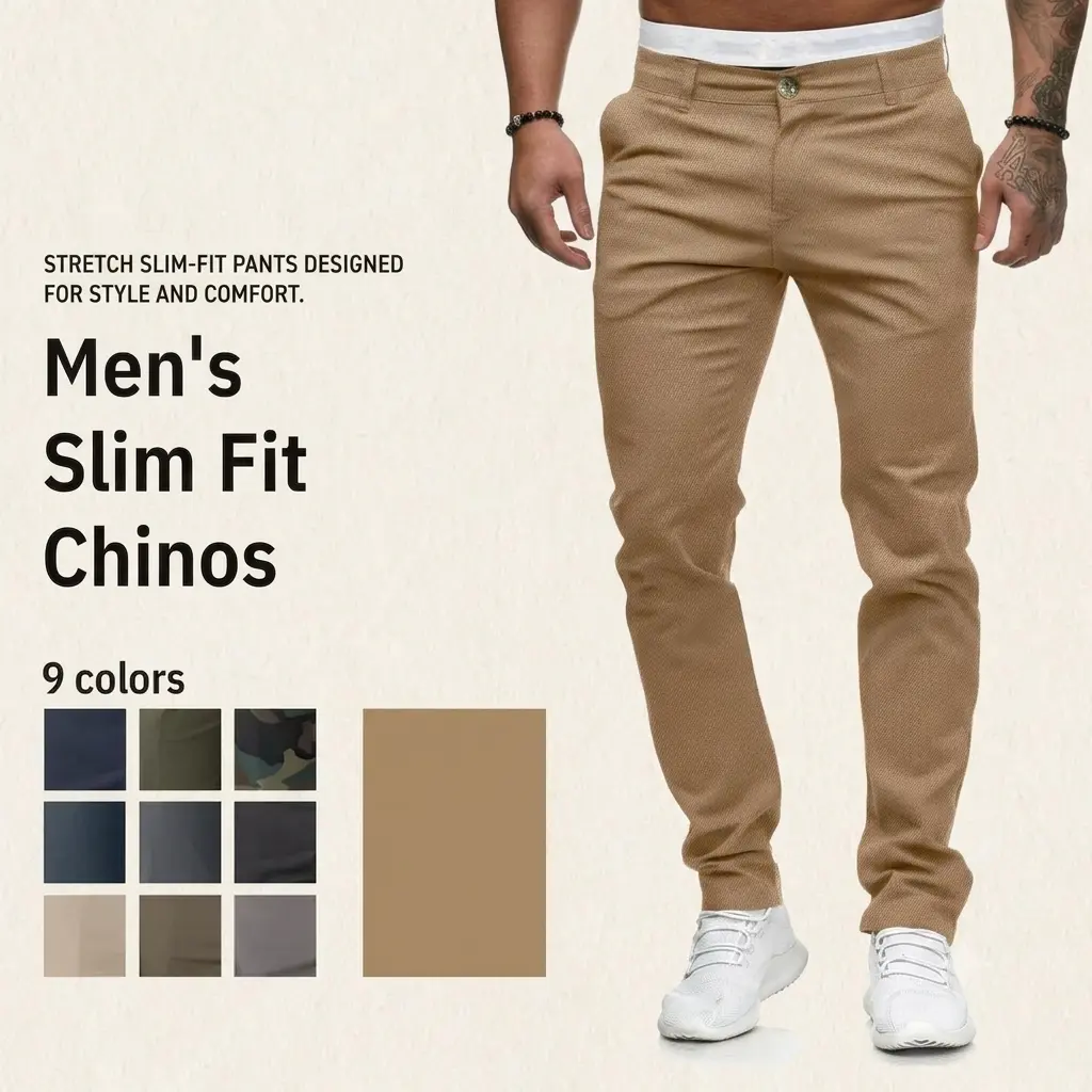 HUNGSON Menswear Plain Casual Jeans,Stretch All-Cotton Cargo Trousers, Slim-Fit Straight Leg Stretch Denim with Multi-Pocket Design, Trouser, Pants