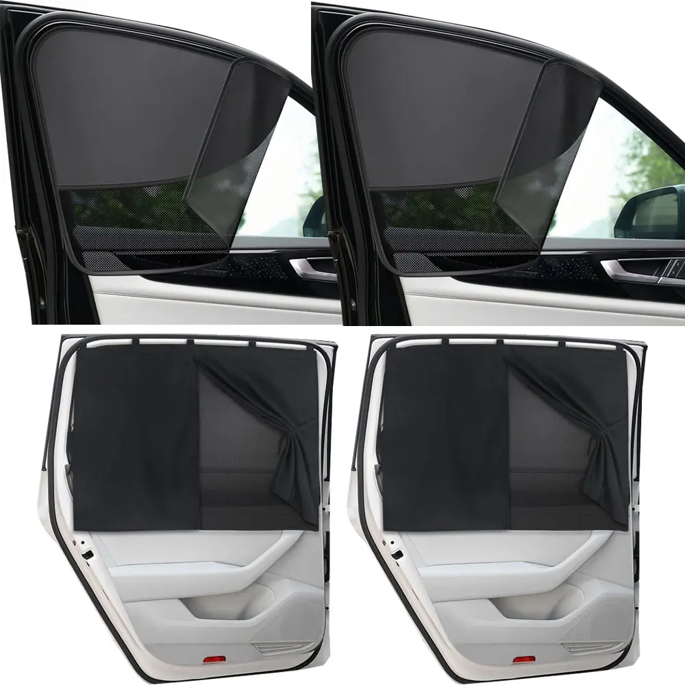 Car Sun Shade Magnetic Double Layer Front Rear Side Window Privacy Curtain Cover UV Protection