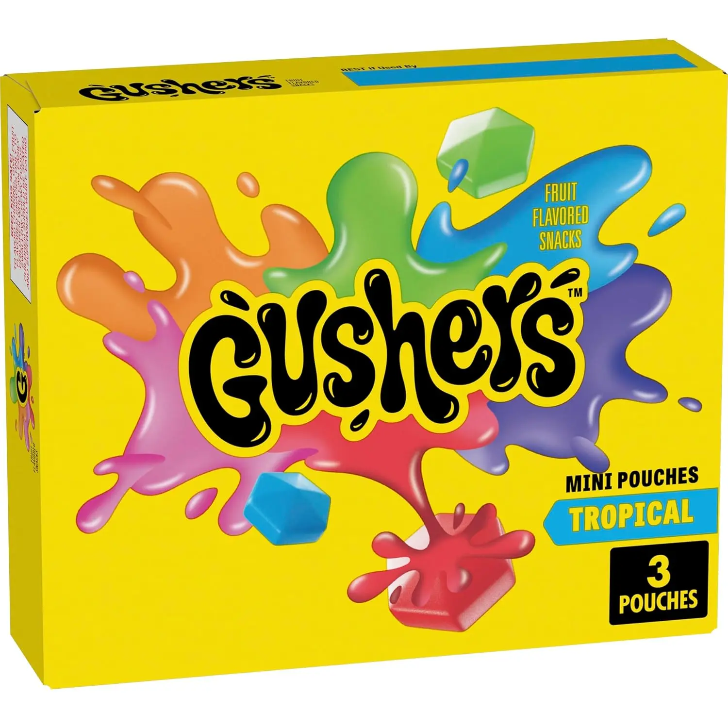 Gushers Tropical Fruit Snacks, Mini Pouches, 3 ct, 1.32 oz | Individually Wrapped Mini Pouches, Juicy Liquid Center, Gluten Free, Gelatin Free, Good Source of Vitamin C