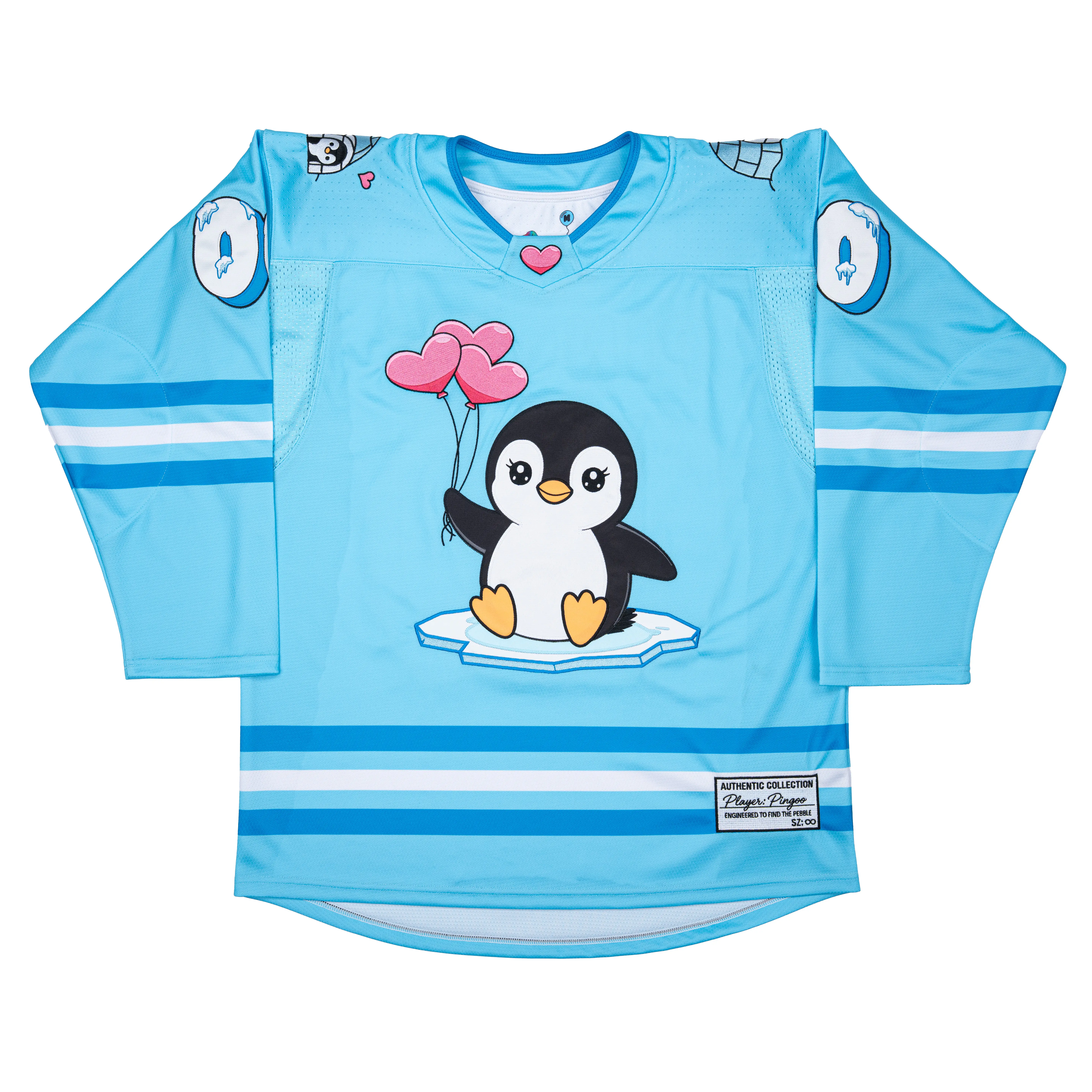 Unisex Oversized Embroidered Hockey Jersey - Long Sleeve, Fully Stitched, Relaxed Fit, Plus Size, Blue Sporty Sports Top for All Seasons, Sporty Sports Tops