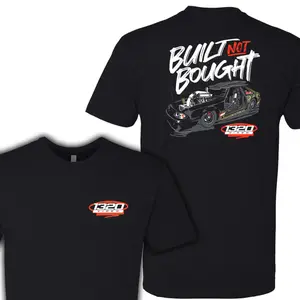 1320 Video “Built Not Bought” Racing Shirt – Drag Racing Performance Car Graphic Design – Gift for Gearheads, Car Builders & Motorsports Fans – Perfect for Men