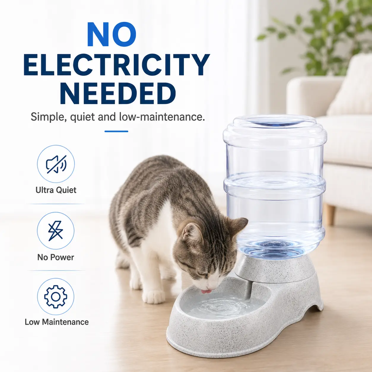 3.5L/1Gal Gravity Self-Dispensing Automatic Pet Water Fountain - 1906, Camping Hiking Water Storage Solution-1906