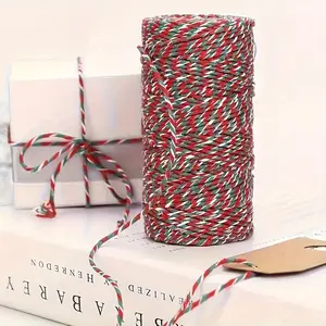 100m Thick Festive Striped Twine Ribbon, Ideal for Gift Wrapping, DIY Crafts, Sewing, and Holiday Decorations, Perfect for Celebrations
