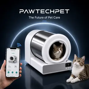 【Stainless steel cat litter box】Pawtech Stainless steel  Smart Low-Noise Auto-Cleaning Cat Litter Box (60L) - 2.4G WiFi APP-Controlled, Equipped with Smart Sensors, Safety Protection, Easy Maintenance #CatLitterBox#SmartLitterBox#PetEssentials#CatLovers