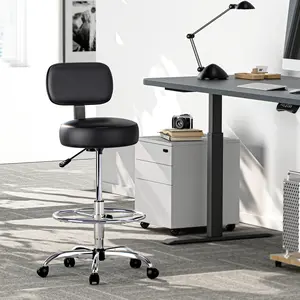 SUPERJARE Modern Drafting Chair with Back, Adjustable Seat Height, Adjustable Footrest, Rolling Stool with Thick Seat Cushion for Home Office, Bar