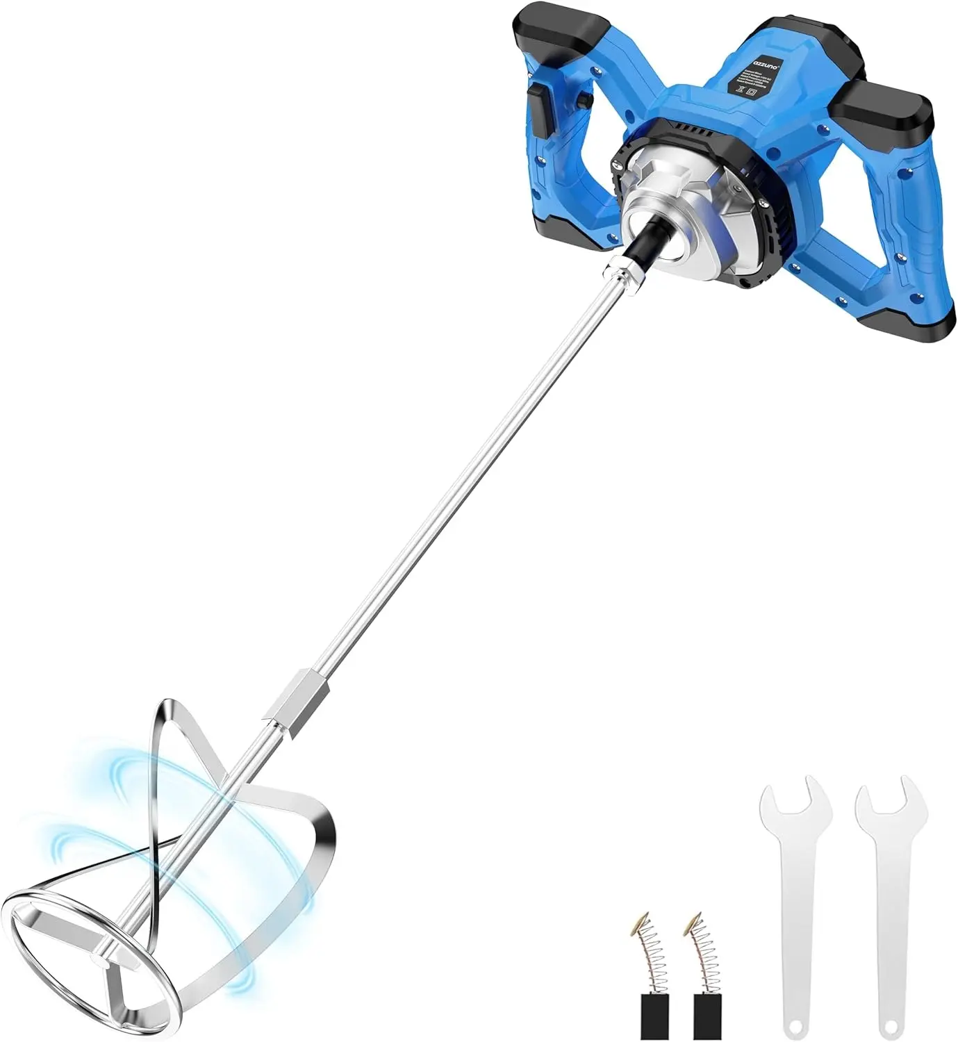 【Fresh Start Special】AZZUNO 1200W Handheld Cement Mixer 110V Concrete Mixer with 6 Adjustable Speed for Concrete, Cement, Mud, Mortar, Putty & Paint Mixing