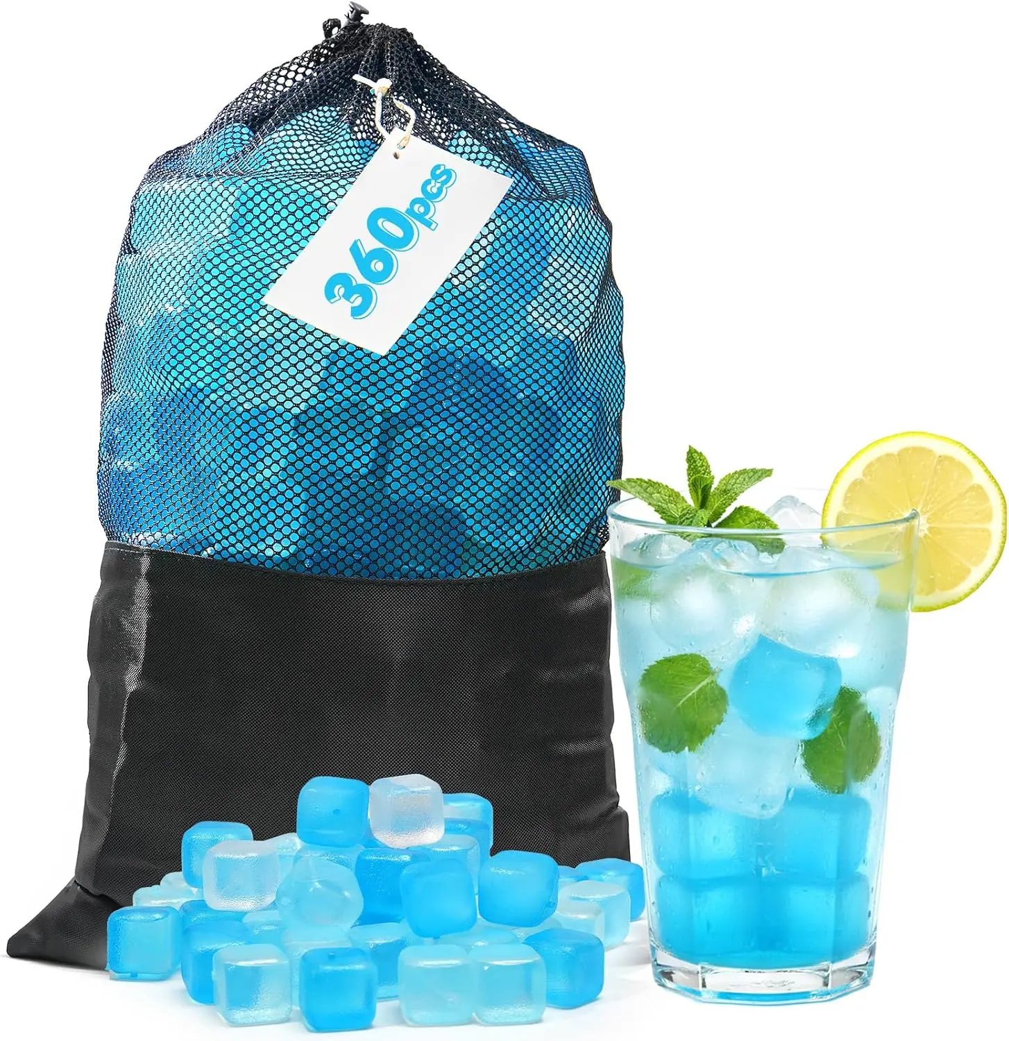 360 Pack Reusable Ice Cubes, Refreezable Plastic Ice Cubes | BPA-Free Ice Packs for Lunch Boxes, Coolers, without Diluting Drinks for Party Hosts & Outdoor Ice Baths Enthusiasts