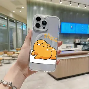 The cute cartoon Gudetama9 Sanrio Phone Case, Featuring an Adorable Full-Screen Design of Kitty Cat in a Cute Transparent Magnetic Case, Compatible with for iphone 16 Pro Max, 15, 14 Plus, 13, 12, And 11 Protective Covers.Perfect for Christmas Gifts