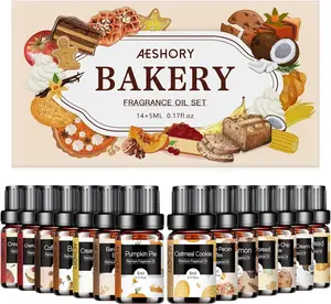 Bakery Essential Oils Set - Fragrance Oil for Diffusers, Candle Making - Pumpkin Pie, Coffee Cake, Oatmeal Cookie, Gingerbread, Cinnamon Apple Aromatherapy Scented Oils (5ml)