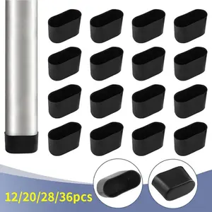 12/20/28/36pcs Furniture Foot Cover, Furniture Foot Pad Oval, Black Protective Cover for Table and Chair Feet, Floor Protection, Furniture Covers