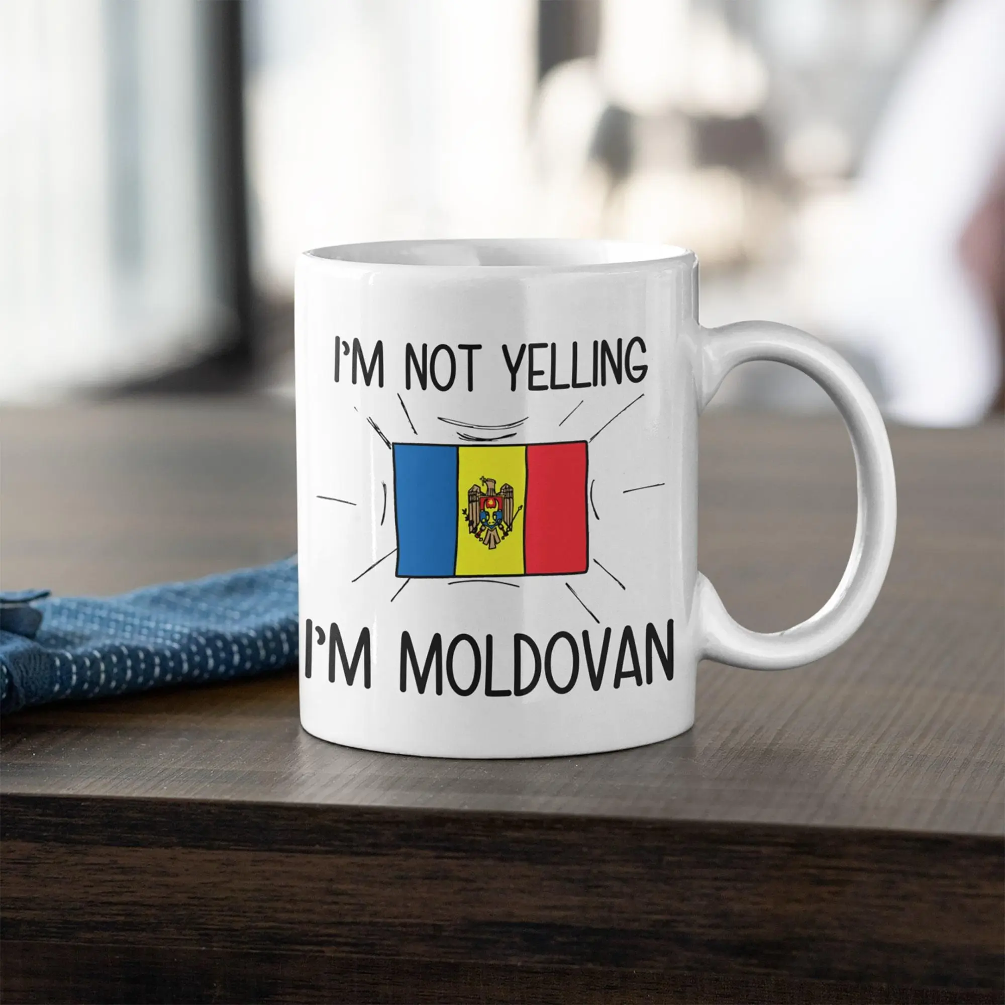 Moldovan Coffee Mug with Moldova Flag, Travel Souvenir Gift, National Pride Cup for Moldova Lovers