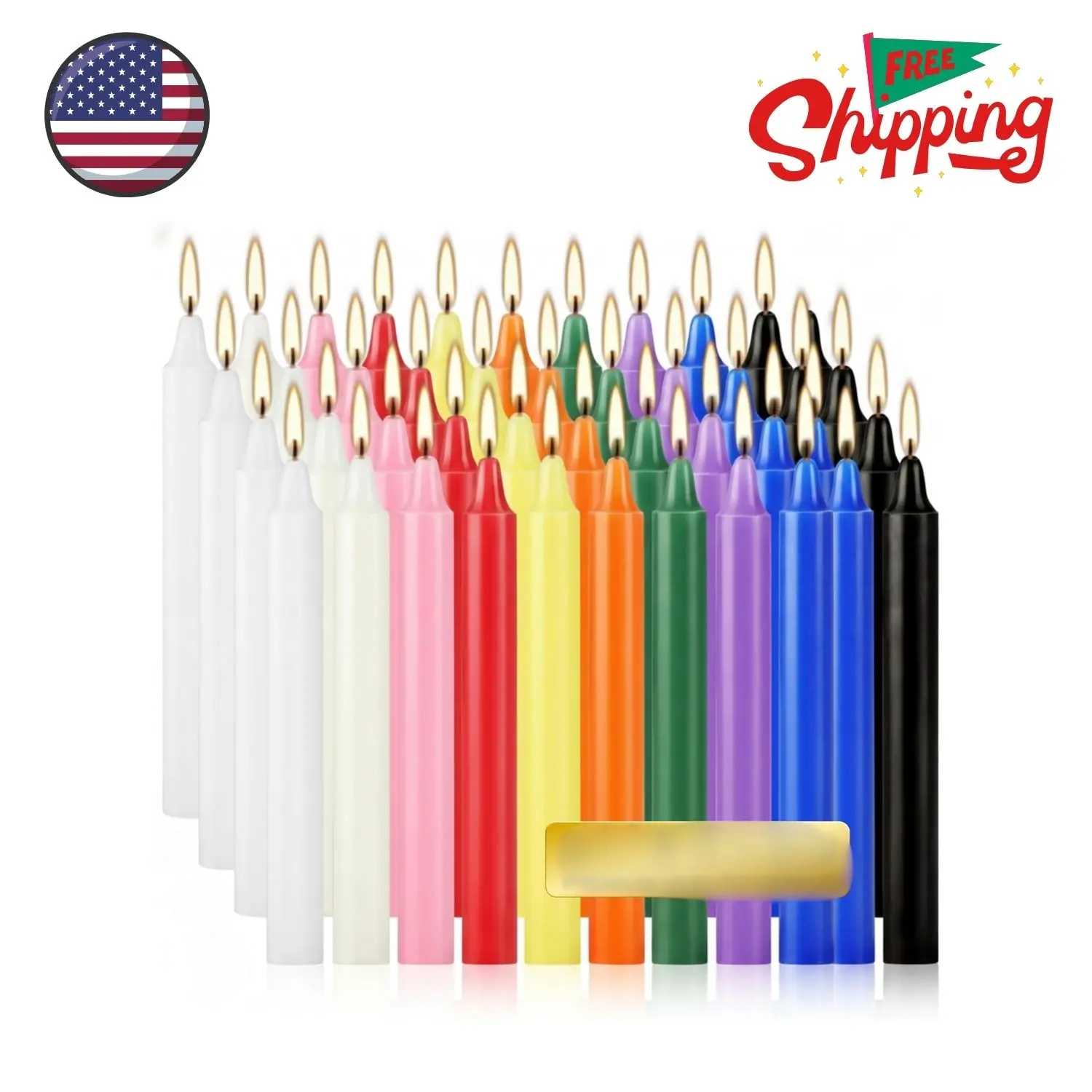 Mini Spell Chime Taper Candle Set of 20, 4 Inch Tall Unscented Rituals Candles
