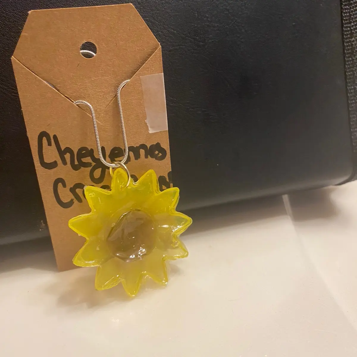 Resin sunflower necklace