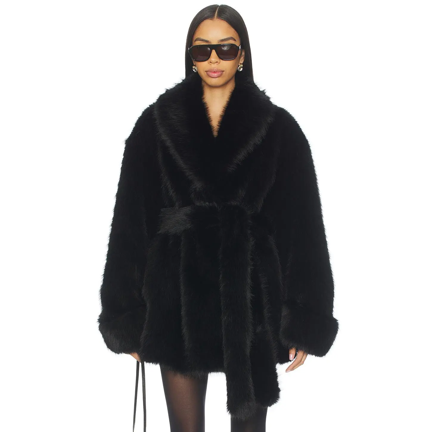 Lovers and Friends Margot Faux Fur Coat in Black Lovers and Friends Margot Faux Fur Coat in Black
