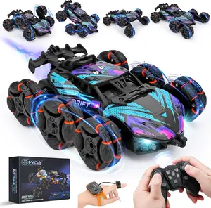 RC Stunt Car with Light, Sound & Spray 2.4GHz 6WD Remote Control Drift Car for Kids, 360° Rotating Electric Toy 6 Wheel Smoke Effect
