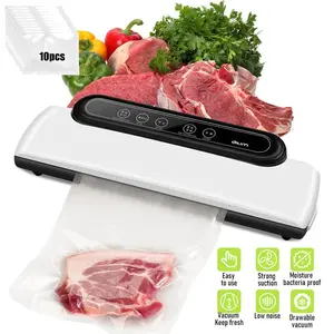 Powerful Vacuum Sealer Machine, Compact One-Touch Automatic Food Sealer, Food Vacuum Packaging, Dry Moist Fresh Modes  with 10 Free Bags