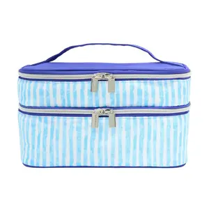 Skinnydip Makeup Bag & Organizer Cosmetic Case - Blue Stripe