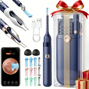 12pcs Earwax Removal Tool Set with Light & Camera - Rechargeable Battery-Powered, Earwax Cleaner for IOS & Android, Nose Picker, Ear Cleaning Kit, Christmas, Valentine'S Day, and birthday gifts