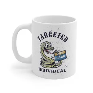 Targeted Individual Mug — Funny Snake Holding Gift Card Coffee Cup