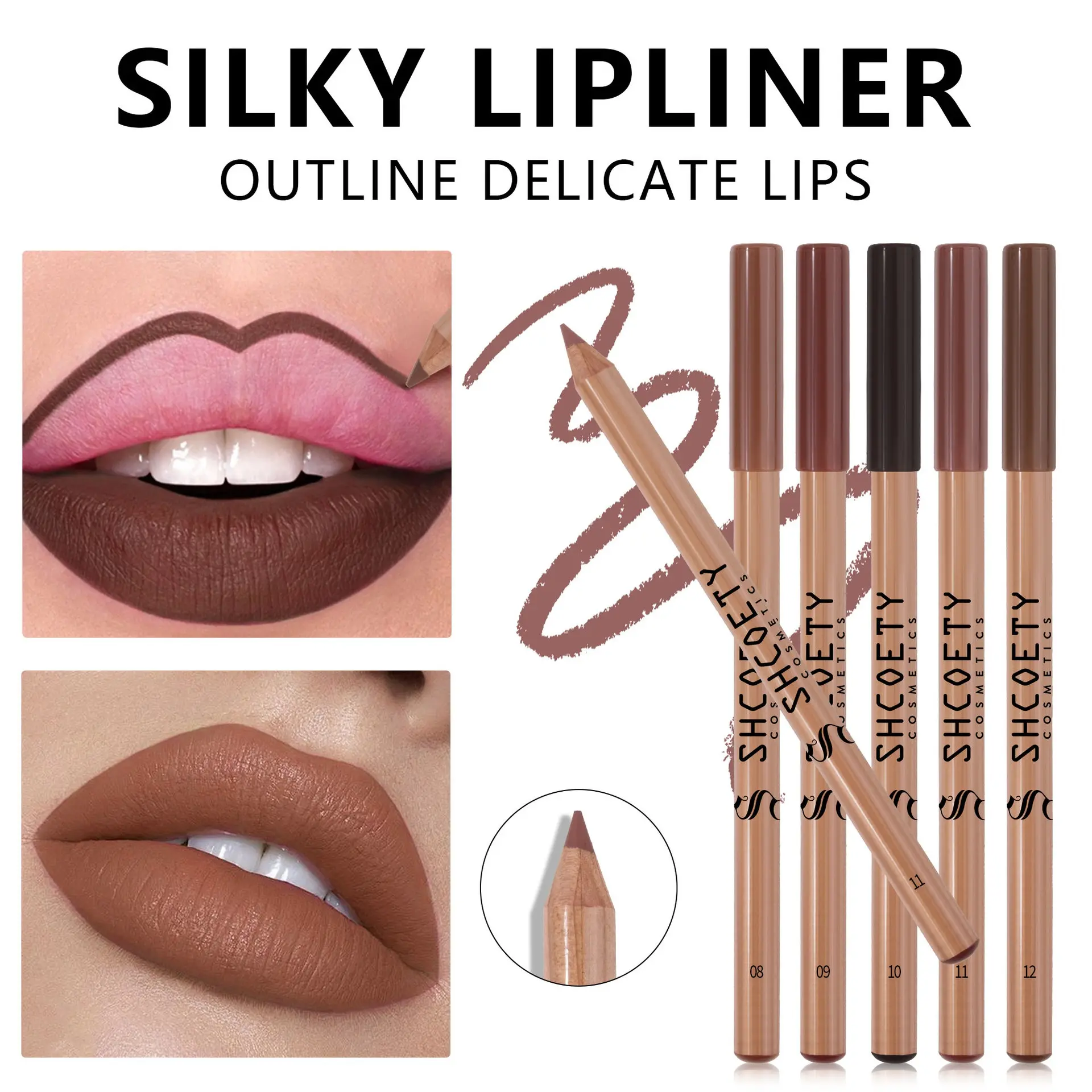 12-Color Lip Liner Pencil Multi-Pack - Waterproof Matte Lip Definer, Pigmented, Smooth-Applying Makeup for Women's Daily Use, Ideal for Makeup Routines