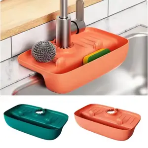 Silicone Faucet Mat Sink Splash Pad, Kitchen Storage Rack, Drain Basket, Sink Sponge Rack, Bathroom Kitchen Accessories