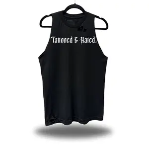 TheDriveClothing Tattooed & Hated Road Rash Tank Top – Hand-Cut Unisex Black Tank, Vintage Effect Print, Streetwear Gym Tank, Custom Tattoo-Inspired Design