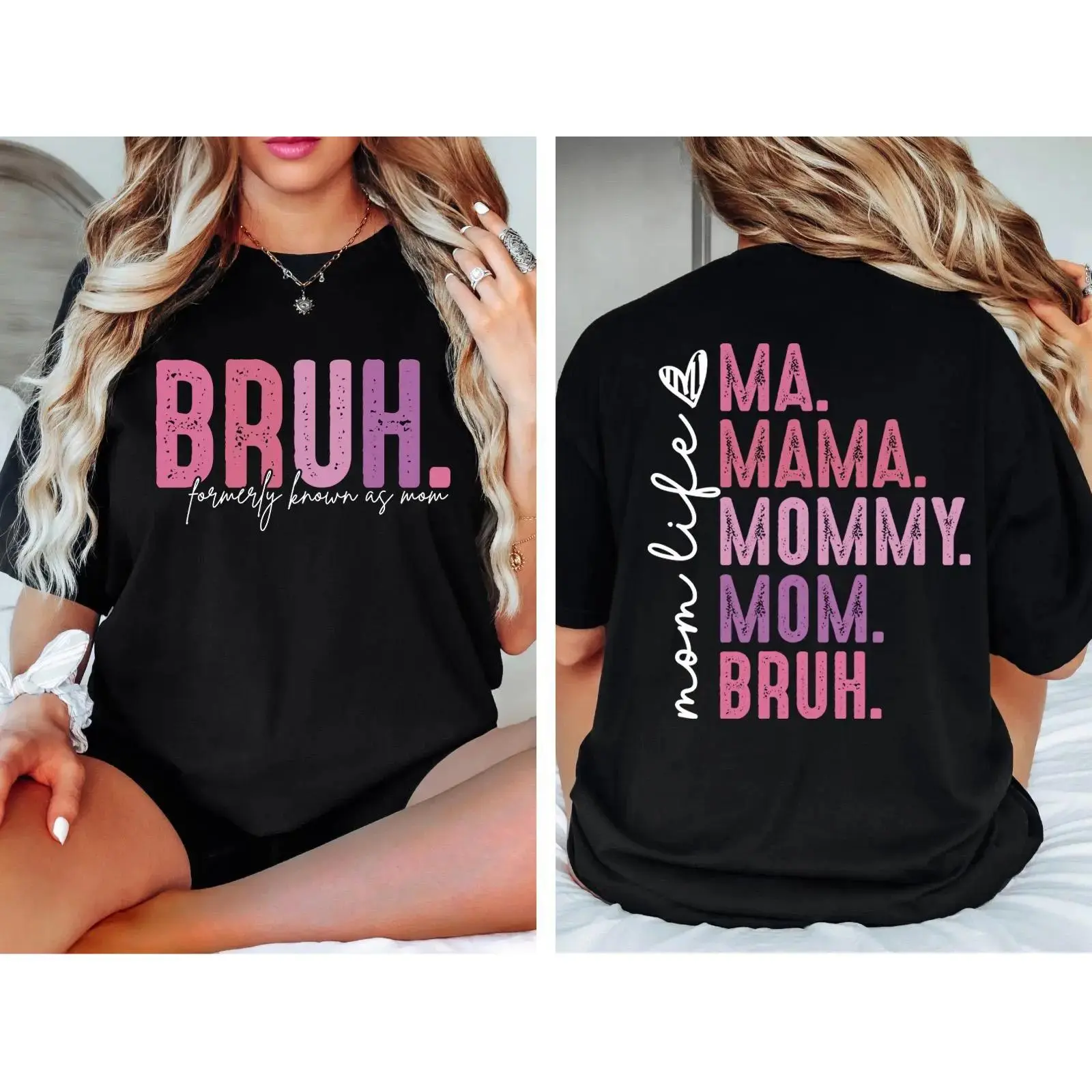 Women's Graphic Shortsleeve Tshirt, Mom Era Lettering Design, Comfortable All Seasons Sports Top, Gift for Mom, Normal Type, Round Neck, Sporty Chic, Digital Print, Casual Top For Errands And Coffee, Bold Mom Era Print