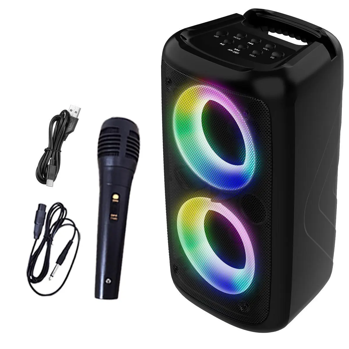 Portable with Wired Microphone, Rechargeable Karaoke Machine with LED Lights, Dj/PA Speaker System with TF Card, AUX & BT5.3, REC, TWS, Karaoke Speakers, Wireless Party Speaker, Portable Sound System, Rechargeable Portable Audio
