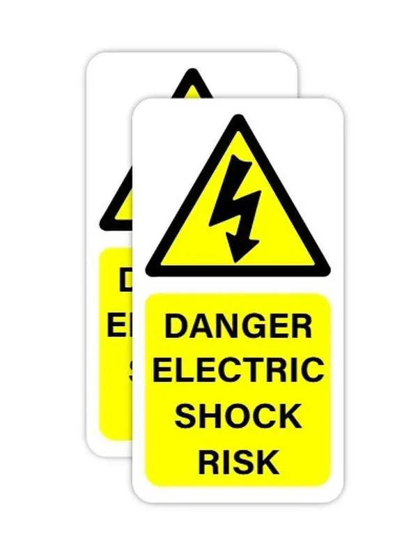(2-Pack) Danger Electric Shock Risk Safety Warning Sticker - 4" Inches for Machine Shop Factory Road